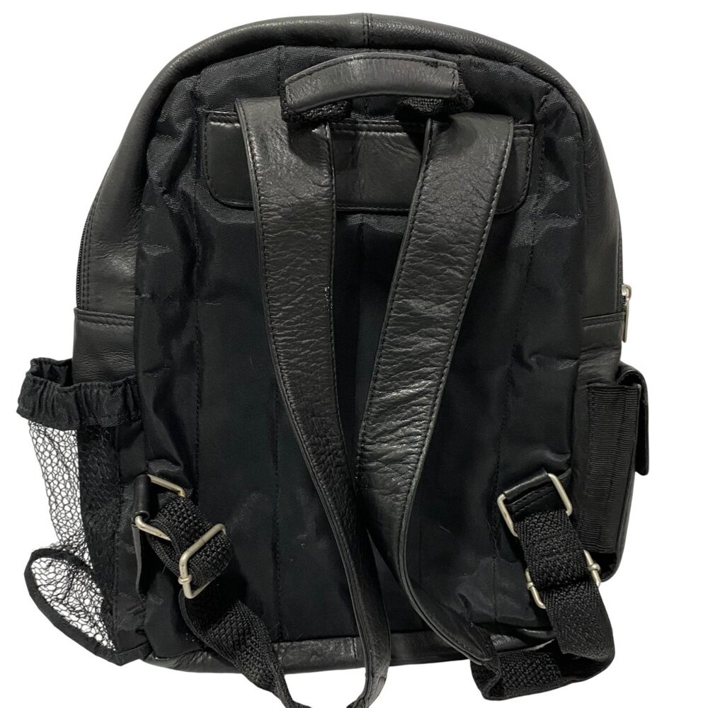 Black Leather Backpack With Multiple Compartments… - image 5